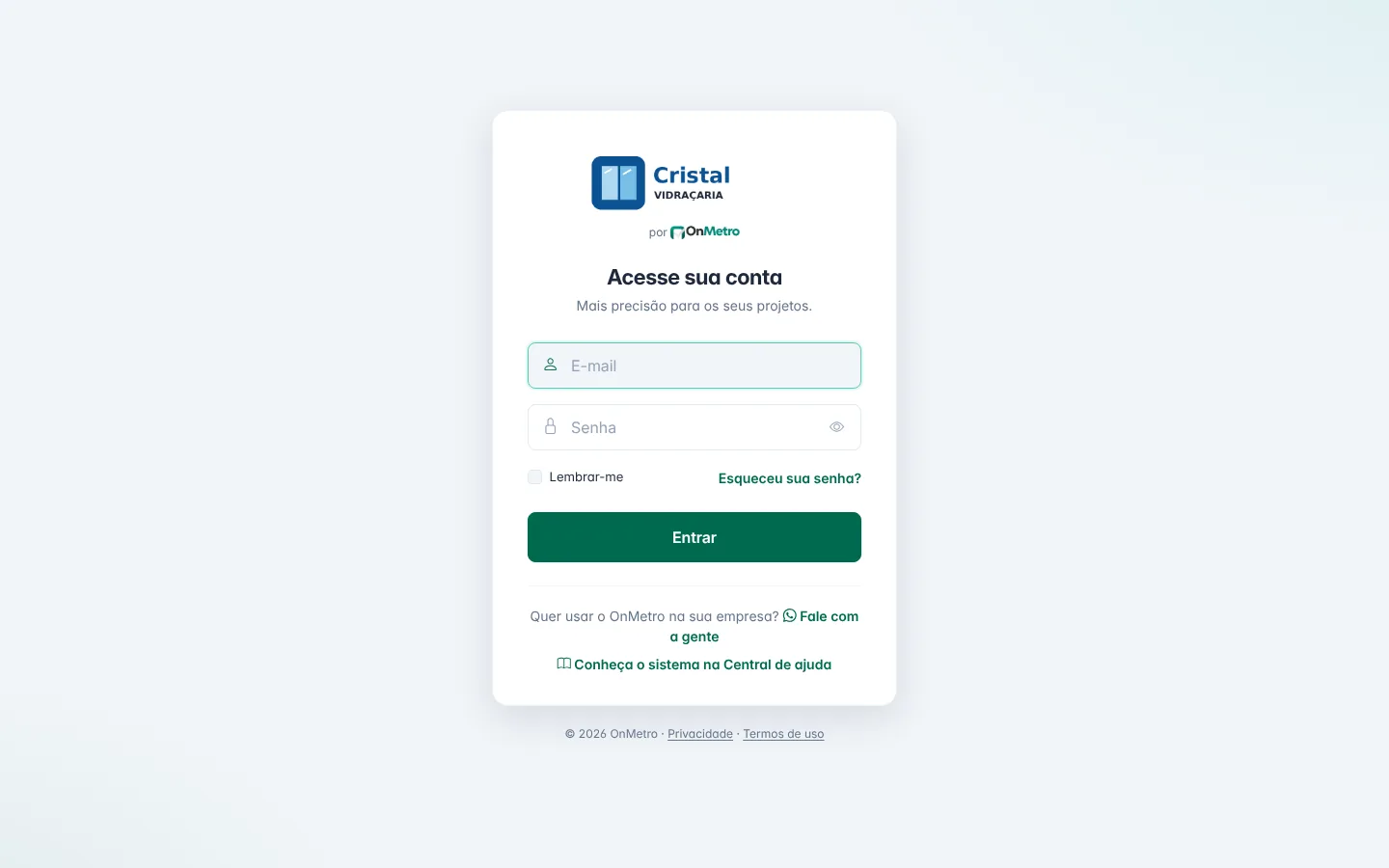 Tela de login com o logo da empresa (endereço /e/sua-empresa)